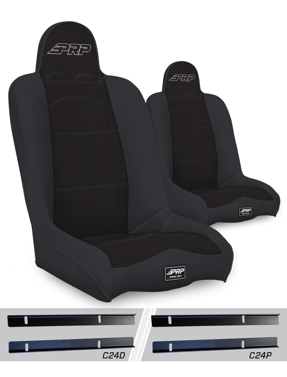 PRP Daily Driver High Back Suspension Seats Kit for 03-06 Jeep Wrangler TJ (Pair) - Black A140110-C24-50