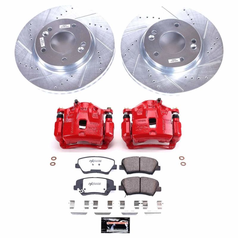 Power Stop 11-16 Hyundai Elantra Front Z26 Street Warrior Brake Kit w/Calipers PowerStop