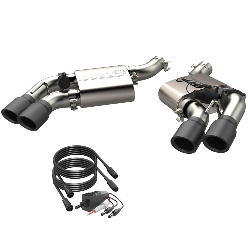 QTP 16-18 Chevrolet Camaro SS 6.2L 304SS Screamer Axle Back Exhaust Tip w/3.5in Quad Black Tips QTP