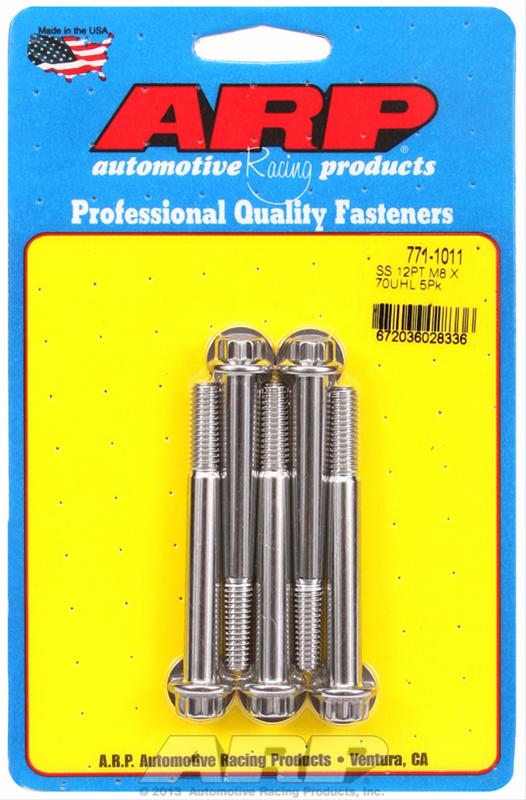 ARP M8 x 1.25 x 70mm 12pt Stainless Steel Bolts (Set of 5)