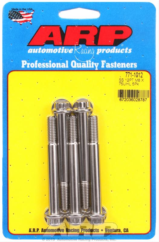 ARP M8 x 1.25 x 75mm 12pt Stainless Steel Bolts (Set of 5) - 771-1012