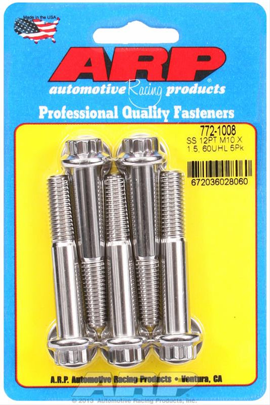 ARP M10 x 1.50 x 60 12pt SS Bolts (5/pkg)