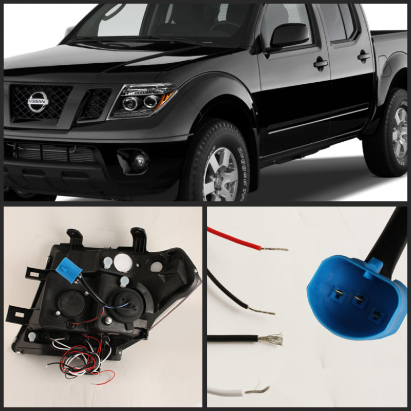 Spyder Nissan Frontier 05-08 Projector Headlights LED Halo LED Blk PRO-YD-NF05-HL-BK SPYDER