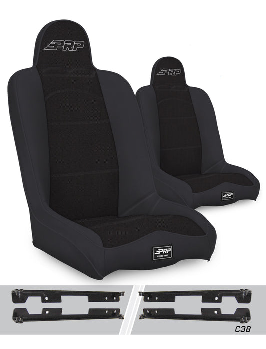 PRP Jeep Wrangler JK/JKU Daily Driver High Back Suspension Seats Kit (Pair) - Gray A140110-C38-54