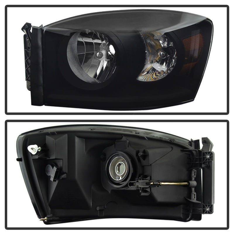 Xtune Dodge Ram 1500 06-08 Amber Crystal Headlights Black Smoked HD-JH-DR06-AM-BSM SPYDER