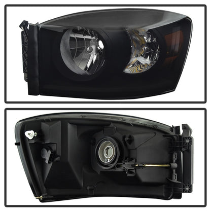 Xtune Dodge Ram 1500 06-08 Amber Crystal Headlights Black Smoked HD-JH-DR06-AM-BSM SPYDER