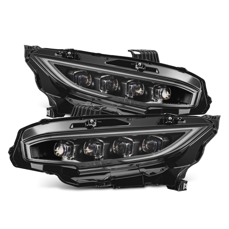 AlphaRex 880491 16-21 Honda Civic NOVA-Series LED Proj Headlights Blk w/Activation Light & Seq.Sig / SB DRL