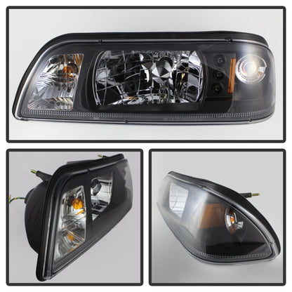 Spyder Ford Mustang 87-93 1PC LED (Replaceable LEDs)Crystal Headlights Black HD-YD-FM87-1PC-LED-BK SPYDER