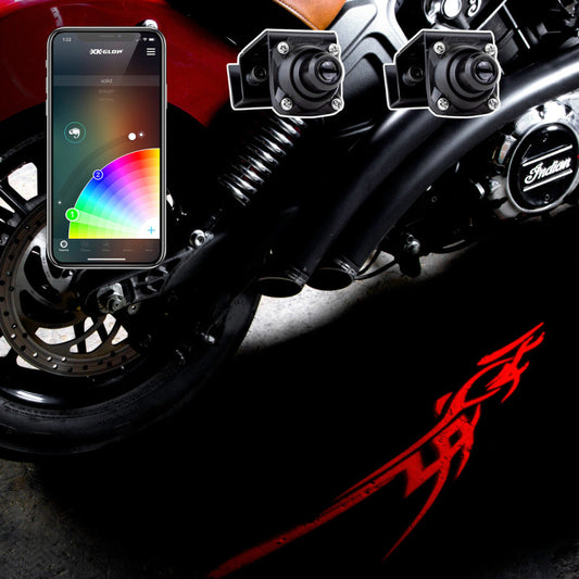 XKGlow CurbFX 2pc Bluetooth XKchrome App Control Waterproof LED Projector Welcome Light Tatoo Style - Part XK-CFX-STA-TATOO