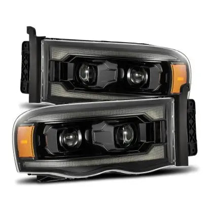 AlphaRex 880569 02-05 Dodge Ram 1500 LUXX LED Proj Headlights Alpha Black w/Activ Light/Seq Signal AlphaRex