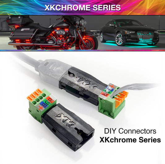 XKGlow 4pin DIY Connectors - 2 Piece - Part XK-4P-DIY