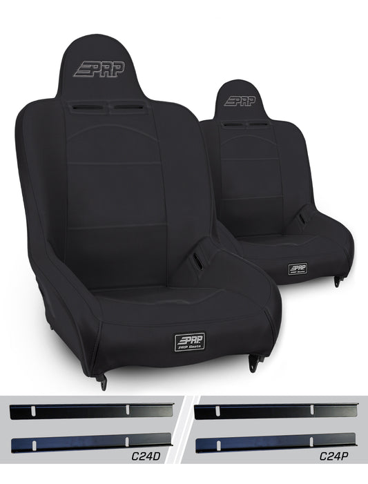 Premier High Back Suspension Seats Kit for 03-06 Jeep Wrangler TJ (Pair) - Black A100110-C24-50
