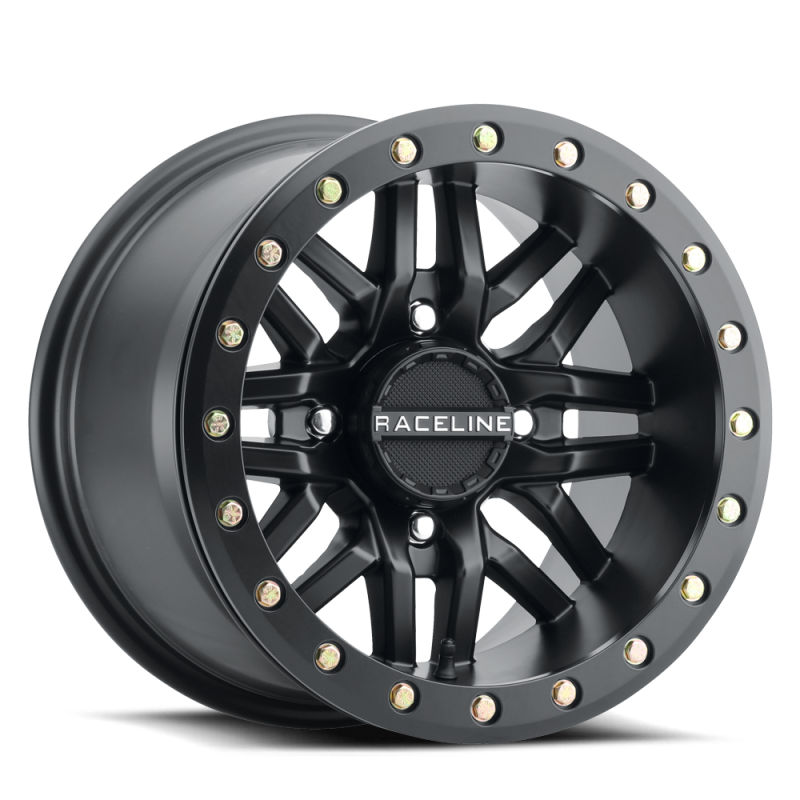 Raceline A91B Ryno 15x10in / 4x156 BP / 0mm Offset / 132.5mm Bore - Satin Black Beadlock Wheel