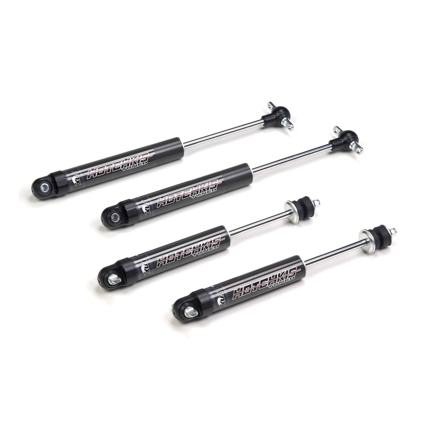 Hotchkis 1.5″ Street Performance Series Shock Set – for 1964–1972 GM A‑Body vehicles (e.g., Chevelle, GTO, Tempest); includes four 1.5‑inch bore monotube shocks with silver bodies and black bushings, SKU 79020002.