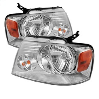 Xtune Ford F150 04-08 Amber Crystal Headlights Chrome HD-JH-FF15004-AM-C SPYDER