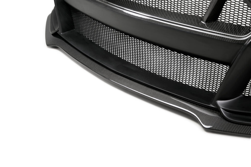 18-23 Ford Mustang GT500 Style Fiberglass Front Bumper W/Carbon Fiber Grille & Lip - AC-FB18FDMU-ST-PC