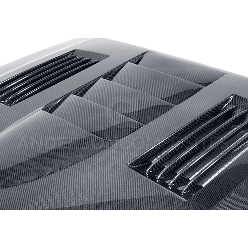 Anderson Composites 10-14 Mustang GT500 & 13-14 Mustang Carbon Fiber Heat Extractor Hood - AC-HD1011FDMU-SS