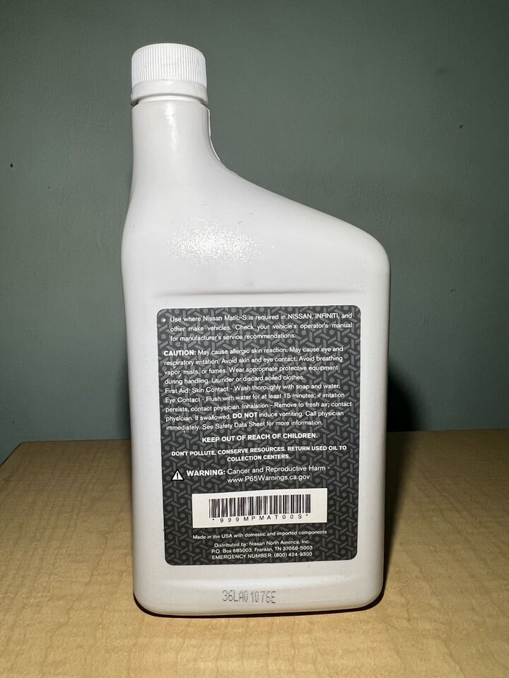 OEM Nissan Matic-S Automatic Transmission Fluid x1 quart - 999MP-MAT00S