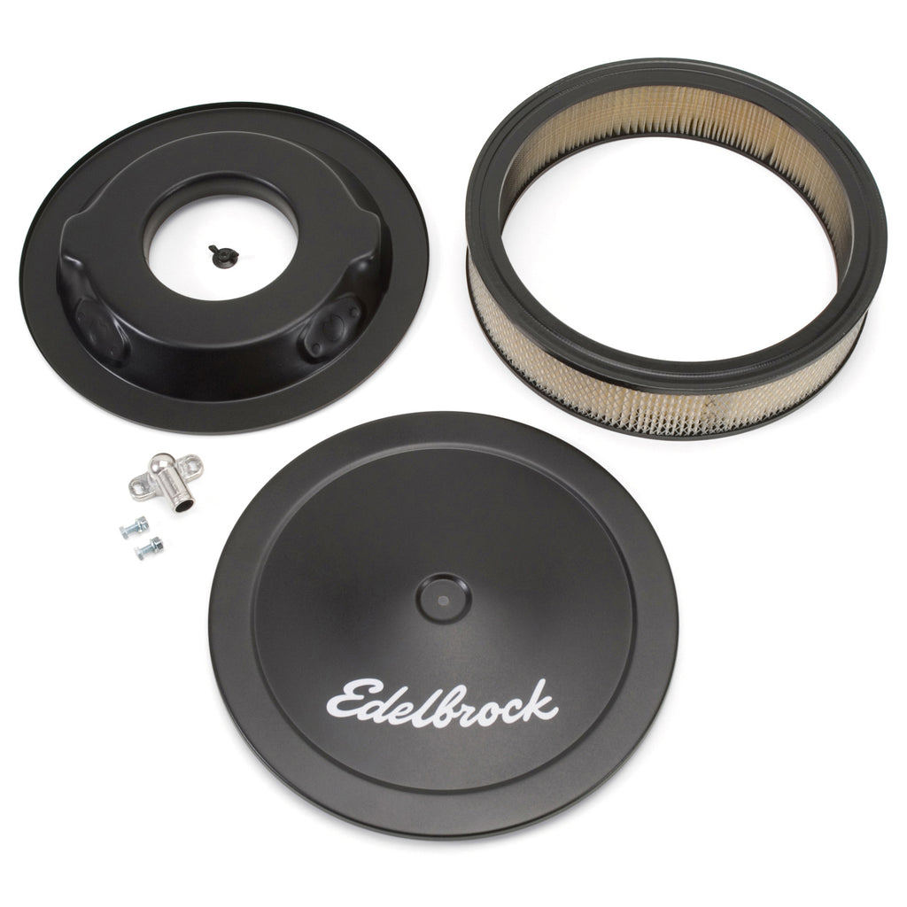 Edelbrock Pro-flo Black 14" Round Air Cleaner With 3" Paper Element (Deep Flange) - 1223