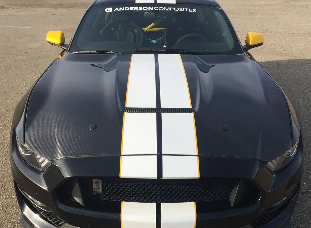 Anderson Composites 2015 - 2020 Mustang Shelby GT350 Double-sided Carbon Fiber Hood - AC-HD15FDMU350-OE-DS