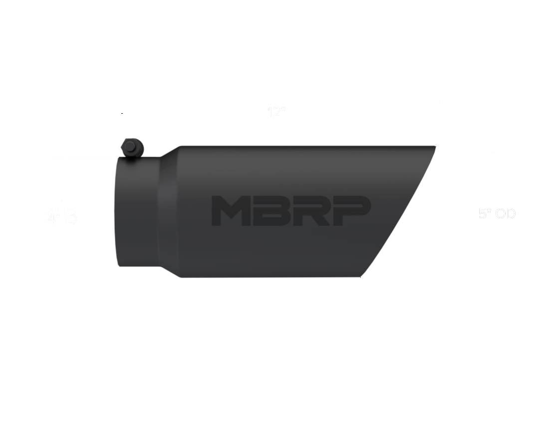 MBRP Universal Tip 5 O.D. Dual Wall Angled 4 inlet 12 length - Black Finish - T5053BLK MBRP