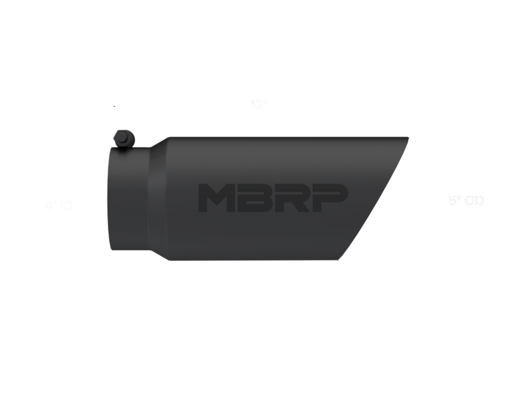 MBRP Universal Tip 5 O.D. Dual Wall Angled 4 inlet 12 length - Black Finish - T5053BLK