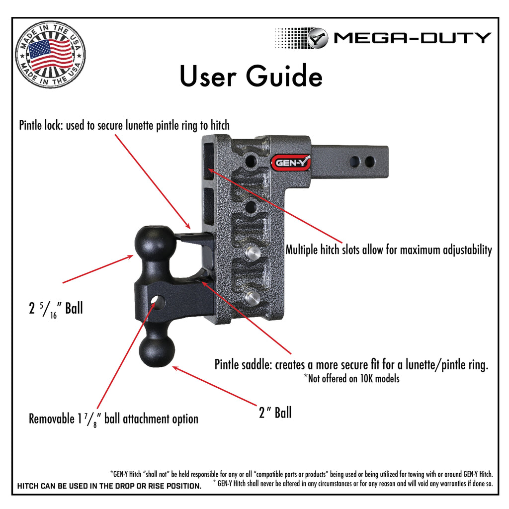 Gen-Y MEGA-DUTY 21K Drop Hitch (2.5″ Shank) - GH-623