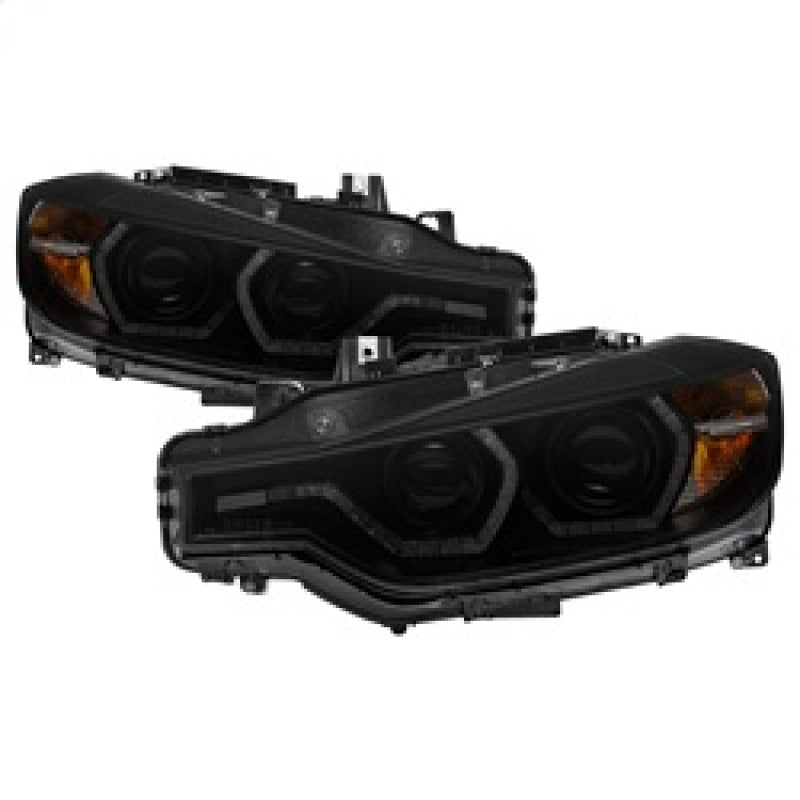 Spyder 12-14 BMW F30 3 Series 4DR Projector Headlights - LED DRL - Blk Smoke PRO-YD-BMWF3012-DRL-BSM SPYDER