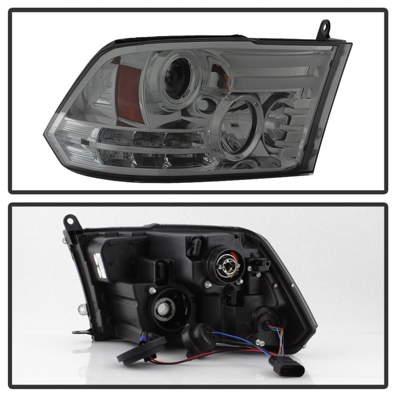 Spyder Dodge Ram 13-15 Projector Headlights Light Bar DRL Smoke PRO-YD-DR13-LBDRL-SM SPYDER