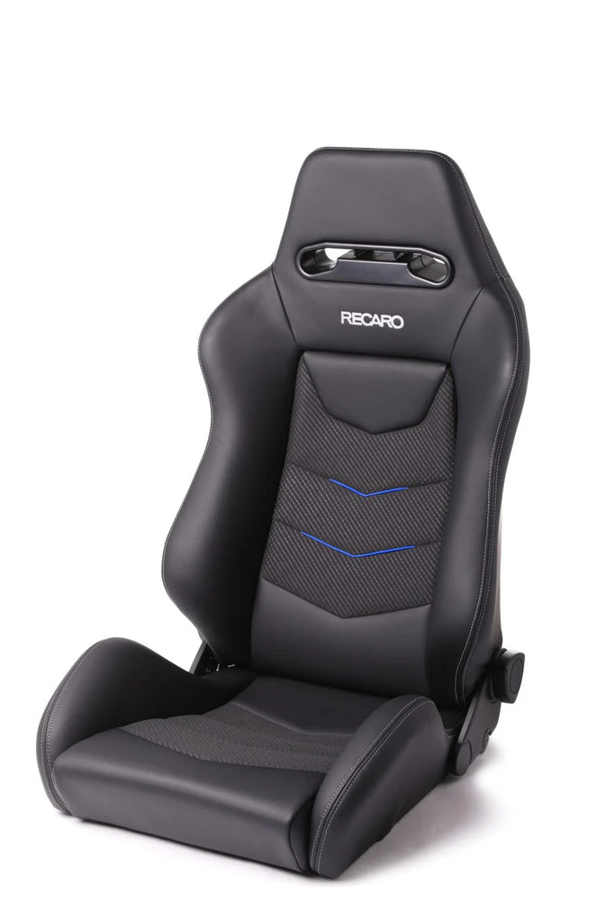 Recaro Speed V Display Seat (Dynamic/Reclinable) - Black Leather/Blue Suede w/Chrome Base