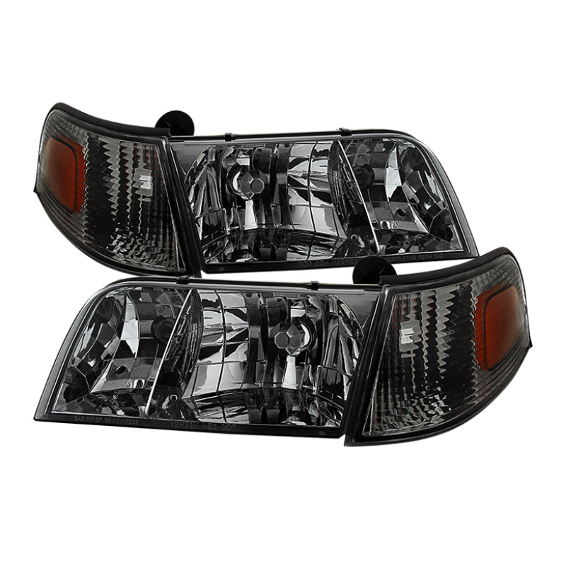 Xtune Crown Victoria 98-11 Crystal Headlights w/ Corner Lights Set Smoked HD-JH-CRVI98-SET-SM SPYDER