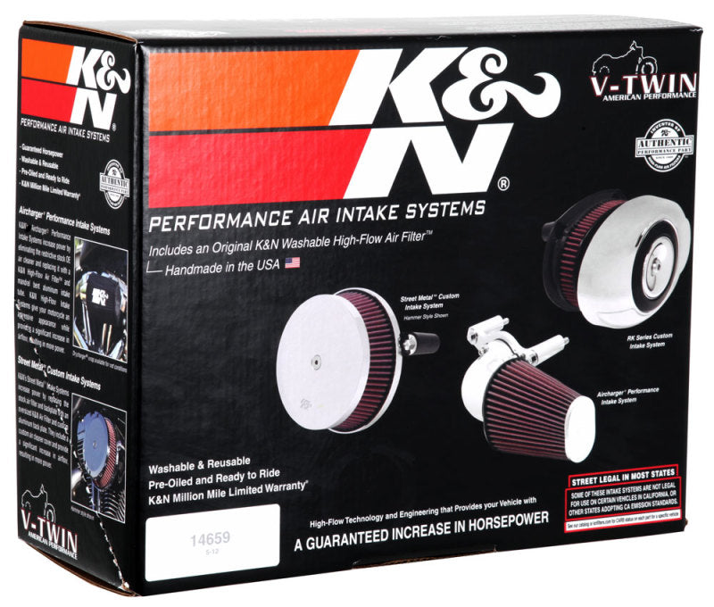 K&N 08-10 Harley Davidson Touring Models Performance Intake Kit - Bright Aluminized K&N Engineering