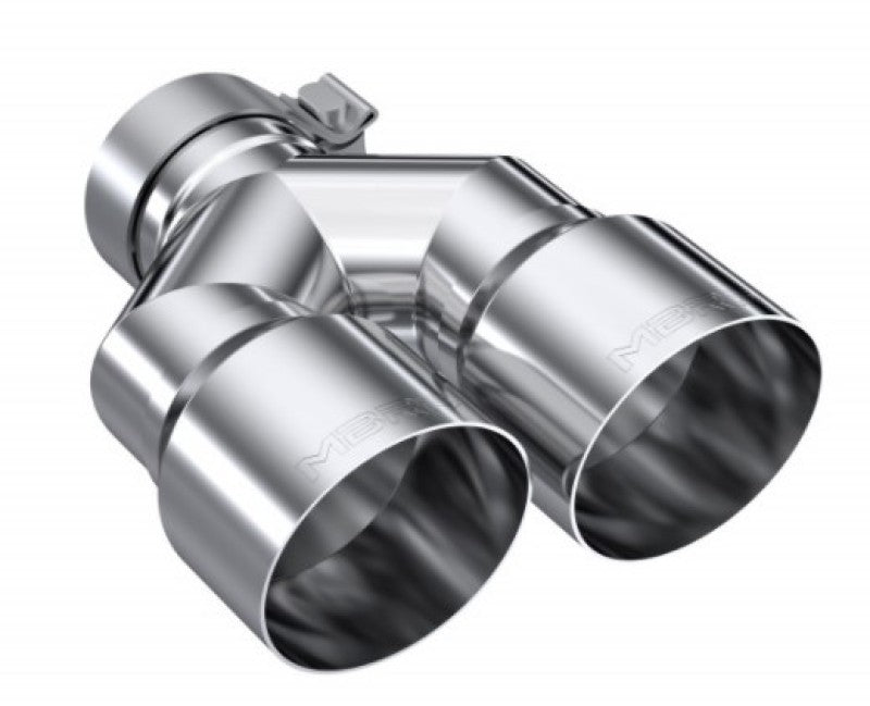 MBRP 3in ID / Dual 4in OD Out Staggered L 9.37in / R 9.87in Single Wall T304 SS Univ Exhaust Tip MBRP