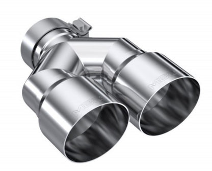 MBRP 3in ID / Dual 4in OD Out Staggered L 9.37in / R 9.87in Single Wall T304 SS Univ Exhaust Tip MBRP