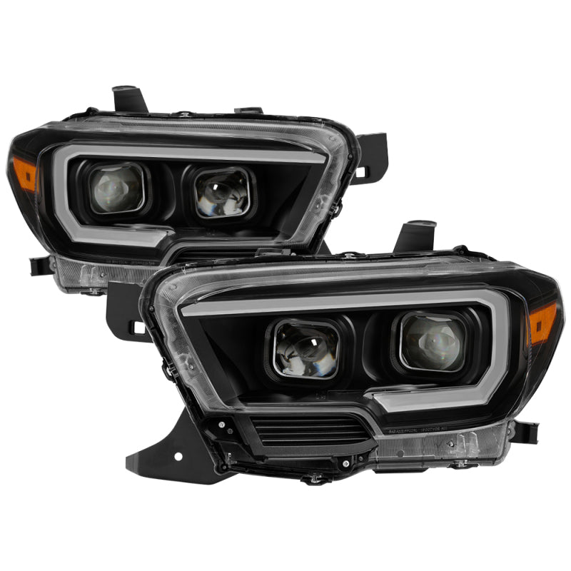 xTune Toyota Tacoma 16-18 DRL Light Bar Projector Headlights - Black PRO-JH-TTA16-LBDRL-BK SPYDER