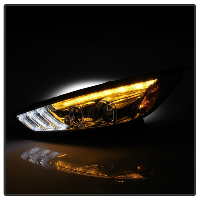 Spyder 15-18 Ford Focus Projector Headlights - Seq Turn Light Bar - Chrome PRO-YD-FF15-LBSEQ-C SPYDER