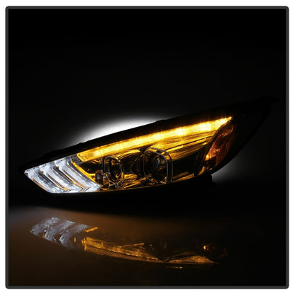 Spyder 15-18 Ford Focus Projector Headlights - Seq Turn Light Bar - Chrome PRO-YD-FF15-LBSEQ-C SPYDER