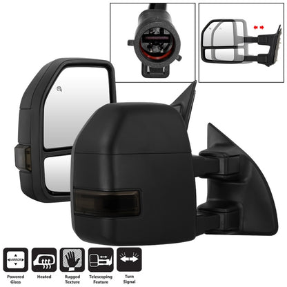 xTune 99-07 Ford Super Duty Heated LED Signal Power Mirrors - Smk (Pair) (MIR-FDSD99S-G4-PW-SM-SET) SPYDER