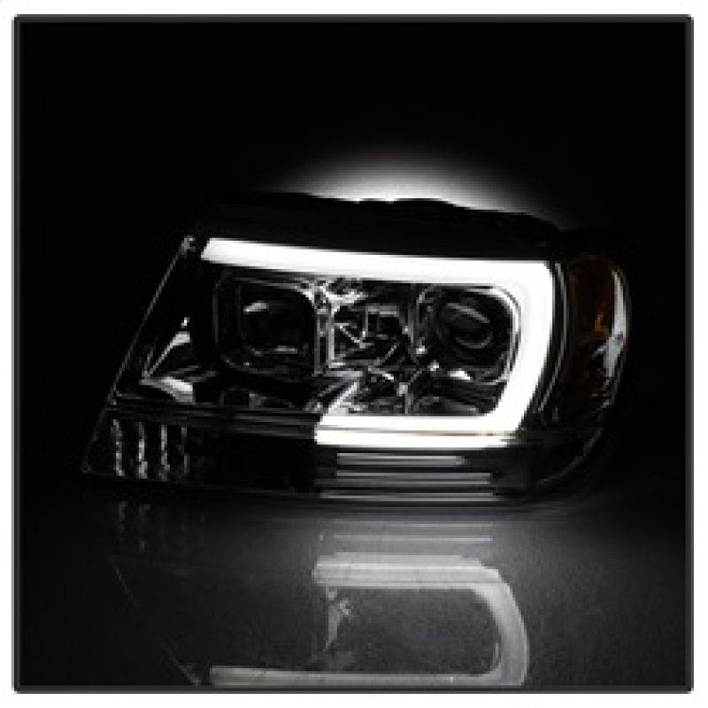 Spyder 99-04 Jeep Grand Cherokee Projector Headlights - Light Bar DRL LED - Chrome SPYDER