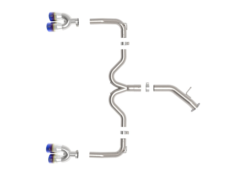 aFe Takeda 3 IN to 2-1/2 IN 304 Stainless Steel Axle-Back Exhaust w/ Blue Flame Tips - 49-37039-L