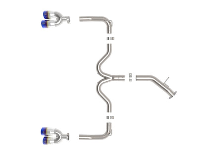 aFe Takeda 3 IN to 2-1/2 IN 304 Stainless Steel Axle-Back Exhaust w/ Blue Flame Tips - 49-37039-L