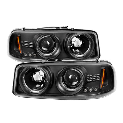 Spyder GMC Sierra 1500/2500/3500 99-06 Projector Headlights LED Halo LED Black PRO-YD-CDE00-HL-BK SPYDER