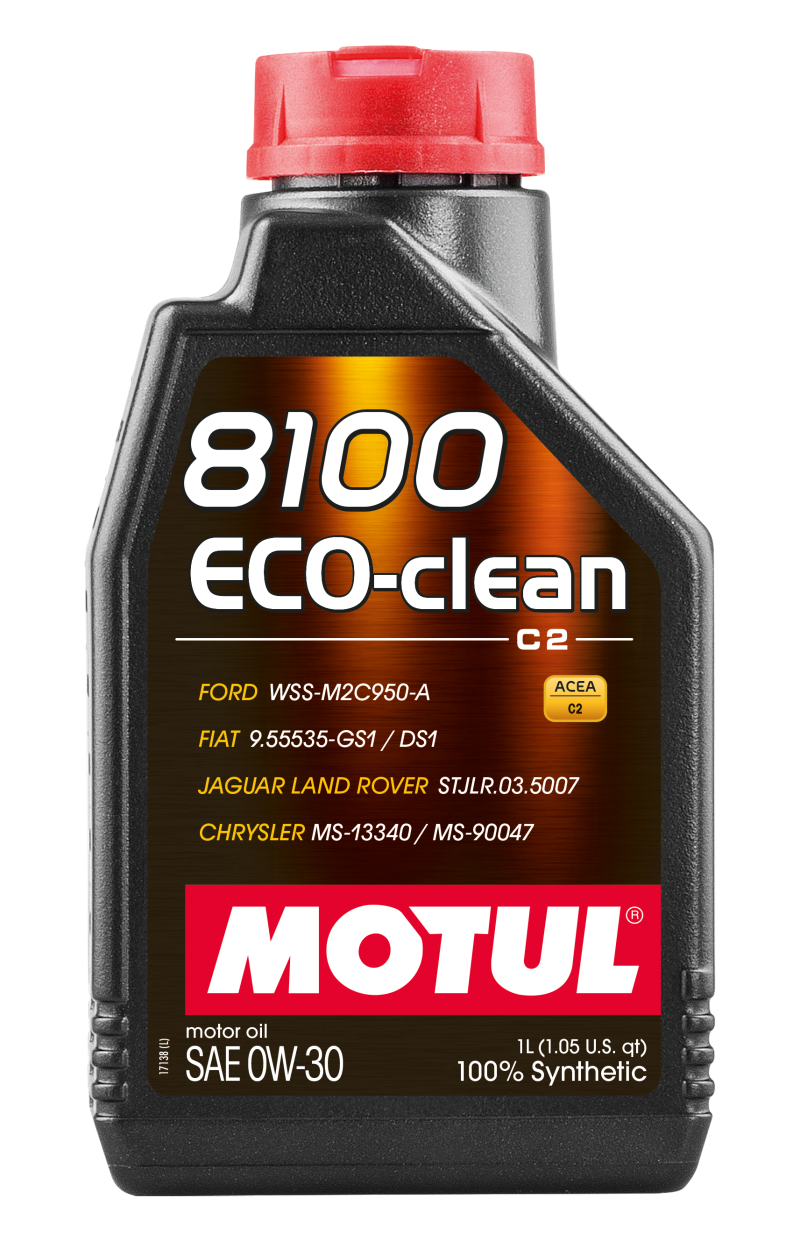 Motul 1L Synthetic Engine Oil 8100 Eco-Clean 0W30 12X1L - C2/API SM/ST.JLR 03.5007 - 1L Motul