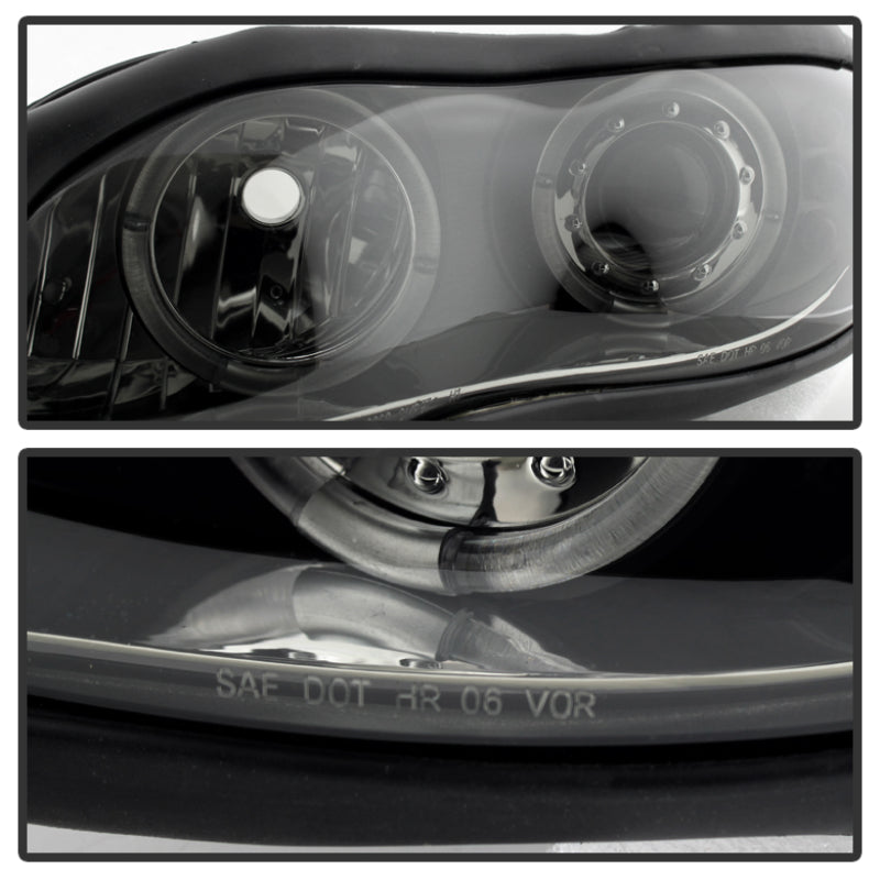 Spyder Chevy Camaro 98-02 Projector Headlights LED Halo LED Blk Smke - Low H1 PRO-YD-CCAM98-HL-BSM SPYDER
