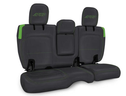 PRP Jeep Wrangler JL Rear Bench CoversU - 4 door with Armrest - Black/Green B044-06