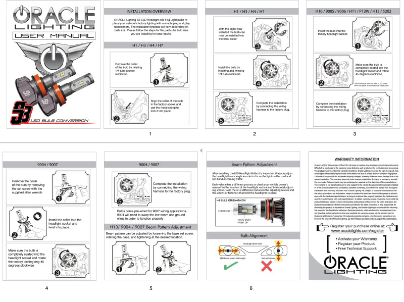 Oracle 880 - S3 LED Headlight Bulb Conversion Kit - 6000K