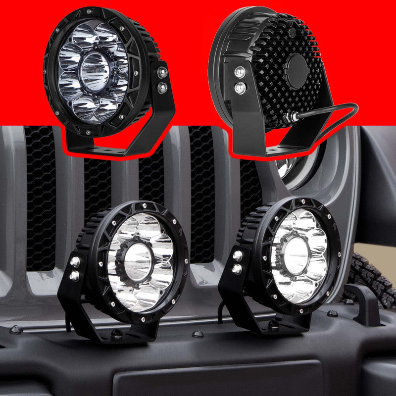 XK Glow Combo Beam Offroad Round Work Light Kit 2pc 7in 44W