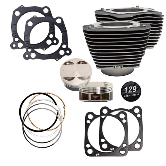 S&S Cycle 2017+ M8 Models 129in Big-Bore Kit 4.375in Stroke Highlighted Cylinders - 910-0843A