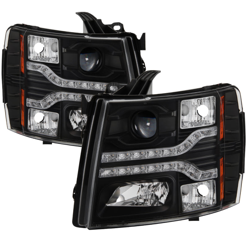 Spyder Chevy Silverado 1500 07-13 V2 Projector Headlights - LED DRL - Black PRO-YD-CS07V2-DRL-BK SPYDER