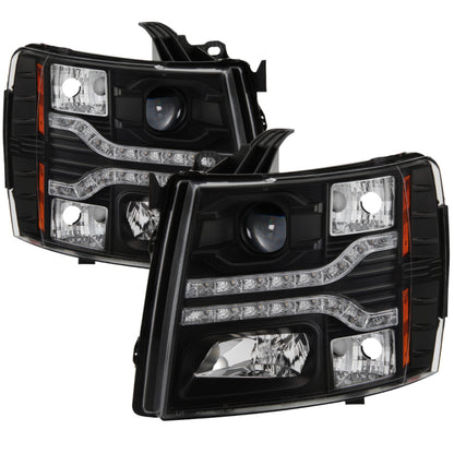 Spyder Chevy Silverado 1500 07-13 V2 Projector Headlights - LED DRL - Black PRO-YD-CS07V2-DRL-BK SPYDER